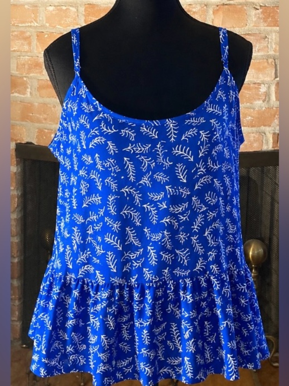 Old Navy Royal Blue Leaf-Print Spaghetti Strap Camisole